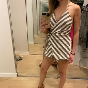 Blue and white romper